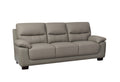 3 Seater Renzo Top Grain Leather Match Sofa In Grey Color Light Brown Wood Primary Living Space Heavy Duty Rubberwood 3 Seat Gray Genuine Leather Firm Cushion Back Mid Century Modern,Transitional Pillow Top Arms Foam Leather