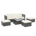 Patio Furniture, Outdoor Furniture, Seasonal Pe Wicker Furniture,5 Set Wicker Furniture With Plywood Coffee Table,With Lift Top Coffee Table,With Lounger Sofa Dark Gray Pe Rattan Iron Waterproof Fabric