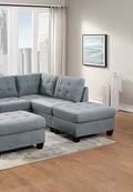 Modular Sectional 6Pc Set Living Room Furniture L Sectional Gray Linen Like Fabric Tufted Nail Heads 2X Corner Wedge 2X Armless Chairs And 2X Ottomans Gray Primary Living Space Tufted Back Contemporary,Modern Modular Fabric 6 Seat