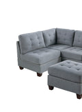 Contemporary Modular Sectional 6Pc Set Living Room Furniture Corner Sectional Gray Linen Like Fabric Tufted Nail Heads 2X Corner Wedge 3X Armless Chair And 1X Ottoman Gray Linen Primary Living Space Tufted Back Contemporary,Modern Modular Fabric 6 Seat