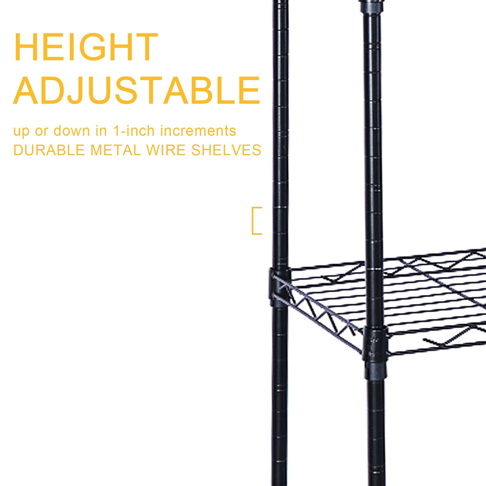 Yssoa Heavy Duty 6 Shelf Shelving With Wheels, With Hanging Hooks, Wire Shelving, Adjustable Storage Units, 17'' D X 11'' W X 63'' H, 6 Tier, Black Black Aluminum