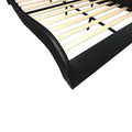 Faux Leather Upholstered Platform Bed Frame With Led Lighting, Bluetooth Connection To Play Music Control, Backrest Vibration Massage, Curve Design, Wood Slat Support, Exhibited Speakers,Queen Queen Black Mdf