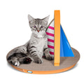 Cat Condo Scratcher Post Cardboard, Sailboat Shape Cat Scratching Board, 21.26X13.78X15.75 Inch Yellow Carbon Fiber