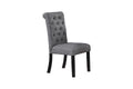 Modern Classic Dining Room Furniture Natural Wood Round Dining Table 4X Side Chairs Charcoal Fabric Tufted Roll Back Top Chair Storage Shelve 5Pc Dining Set Wood Dining Room Rubberwood Round Dining Table With Chair Upholstered Chair Wood Charcoal Grey