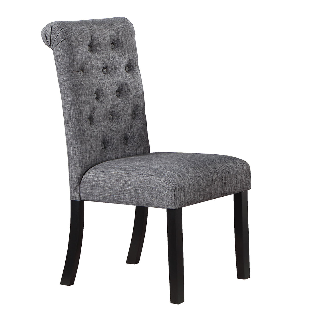 Charcoal Fabric Set Of 2 Dining Chairs Contemporary Plush Cushion Side Chairs Tufted Back Chair Kitchen Dining Room Charcoal Grey Dining Room Foam Contemporary,Modern,Transitional Dining Chairs Rubberwood Solid Wood