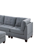 Contemporary Modular Sectional 6Pc Set Living Room Furniture Corner Sectional Gray Linen Like Fabric Tufted Nail Heads 2X Corner Wedge 3X Armless Chair And 1X Ottoman Gray Linen Primary Living Space Tufted Back Contemporary,Modern Modular Fabric 6 Seat