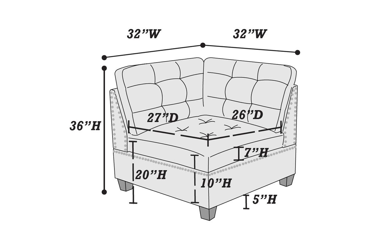 Contemporary Modular Sectional 6Pc Set Living Room Furniture Corner Sectional Black Coffee Linen Like Fabric Tufted Nail Heads 2X Corner Wedge 3X Armless Chair And 1X Ottoman Coffee Wood Primary Living Space Cushion Back Contemporary,Modern Modular