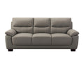 3 Seater Renzo Top Grain Leather Match Sofa In Grey Color Light Brown Wood Primary Living Space Heavy Duty Rubberwood 3 Seat Gray Genuine Leather Firm Cushion Back Mid Century Modern,Transitional Pillow Top Arms Foam Leather