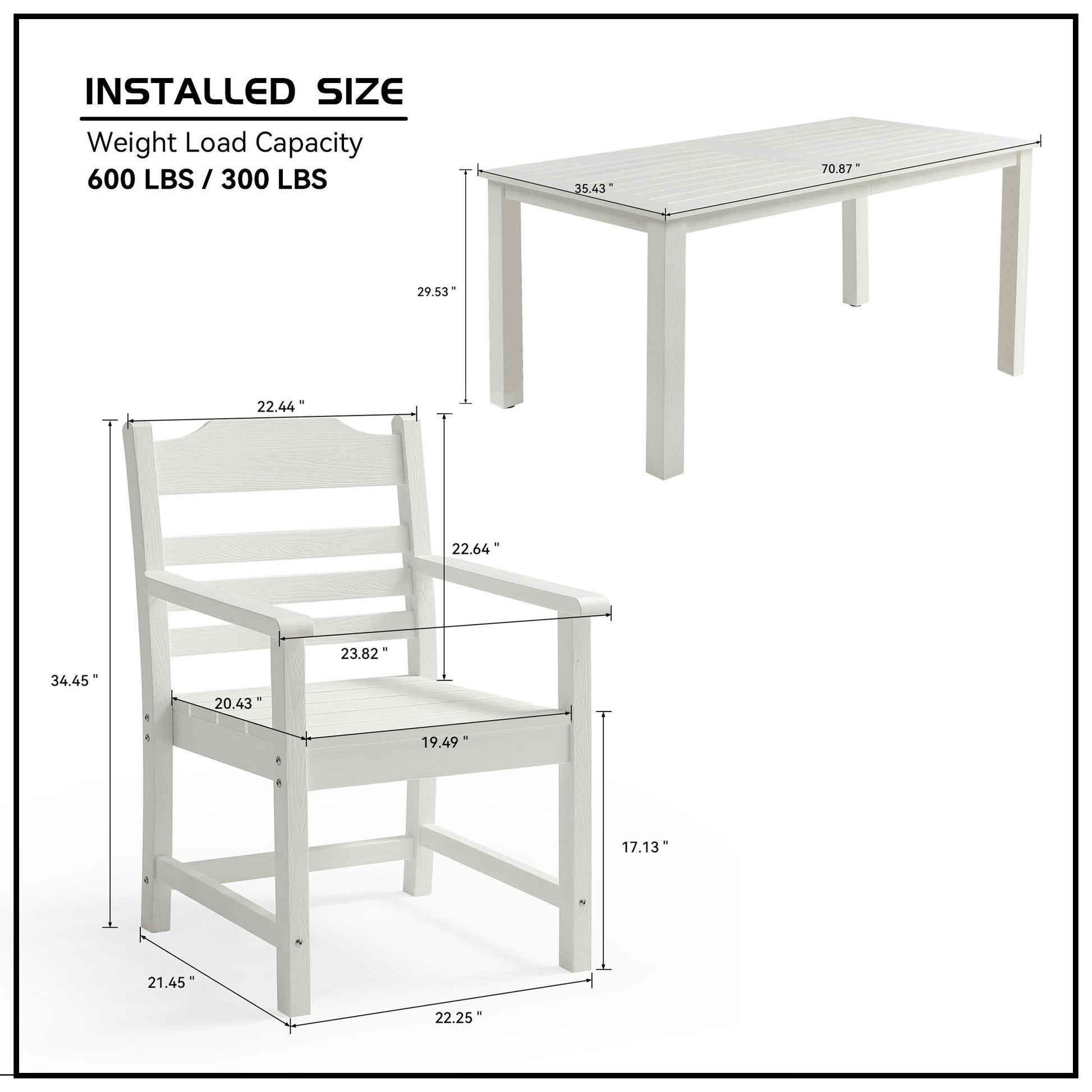 Hips Patio Furniture Dining Chair And Table, 5 Pieces 4 Dining Chairs 1 Dining Table Backyard Conversation Garden Poolside Balcony White White Hdpe
