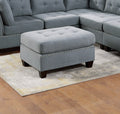 Living Room Furniture Tufted Ottoman Grey Linen Like Fabric 1Pc Ottoman Cushion Nail Heads Wooden Legs Grey Linen Primary Living Space Grey Contemporary,Modern Tufted Fabric