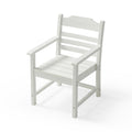 Patio Dining Chair With Armset Set Of 2, Pure White With Imitation Wood Grain Wexture,Hips Material White Hdpe