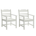 Patio Dining Chair With Armset Set Of 2, Pure White With Imitation Wood Grain Wexture,Hips Material White Hdpe