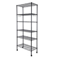 Yssoa Heavy Duty 6 Shelf Shelving With Wheels, With Hanging Hooks, Wire Shelving, Adjustable Storage Units, 17'' D X 11'' W X 63'' H, 6 Tier, Black Black Aluminum