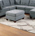 Living Room Furniture Tufted Ottoman Grey Linen Like Fabric 1Pc Ottoman Cushion Nail Heads Wooden Legs Grey Linen Primary Living Space Grey Contemporary,Modern Tufted Fabric