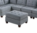 Living Room Furniture Tufted Ottoman Grey Linen Like Fabric 1Pc Ottoman Cushion Nail Heads Wooden Legs Grey Linen Primary Living Space Grey Contemporary,Modern Tufted Fabric