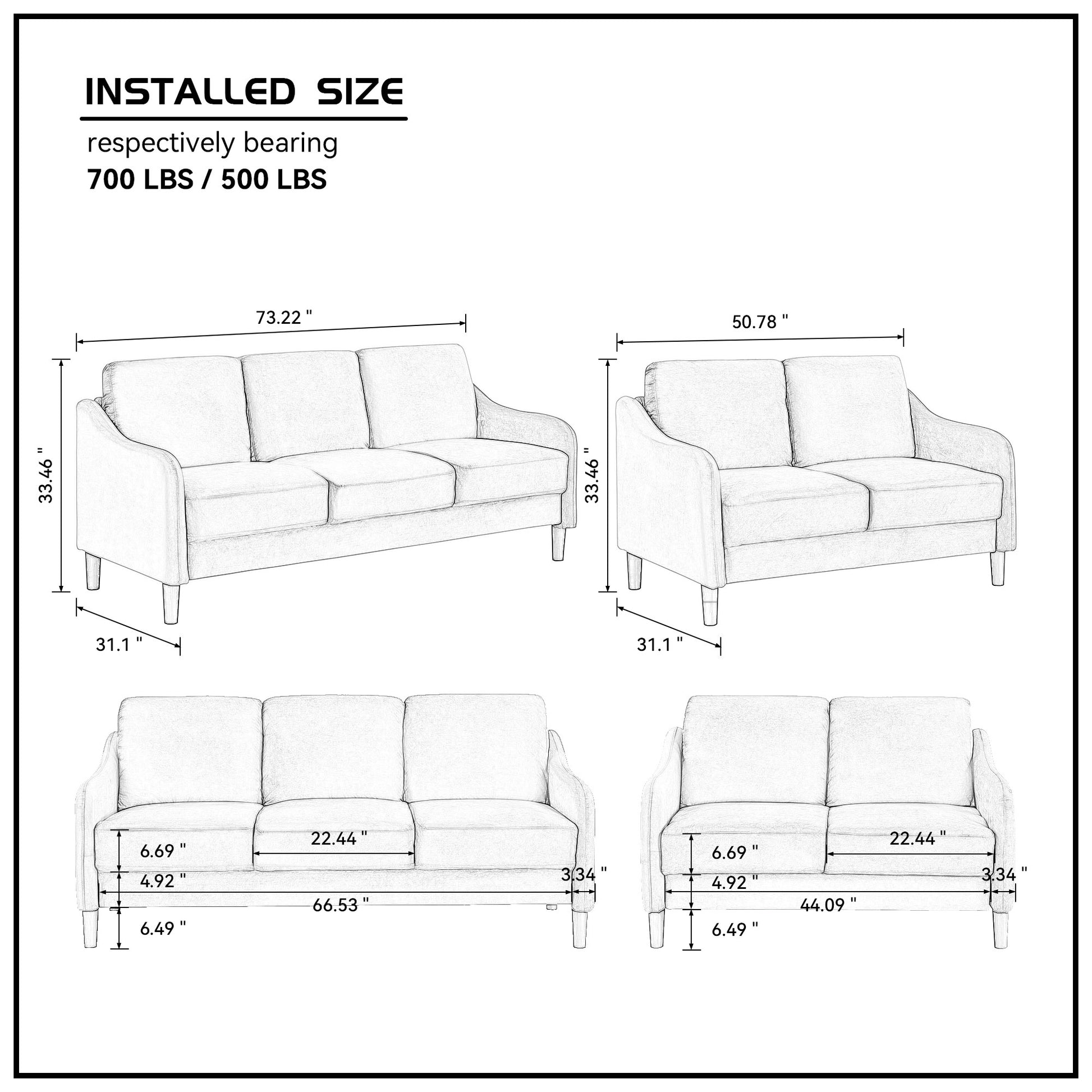 51.5" Loveseat Sofa Small Couch For Small Space For Living Room,Bedroom, Grey Grey Velvet