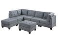 Living Room Furniture Tufted Ottoman Grey Linen Like Fabric 1Pc Ottoman Cushion Nail Heads Wooden Legs Grey Linen Primary Living Space Grey Contemporary,Modern Tufted Fabric