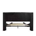 Faux Leather Upholstered Platform Bed Frame With Led Lighting, Bluetooth Connection To Play Music Control, Backrest Vibration Massage, Curve Design, Wood Slat Support, Exhibited Speakers,Queen Queen Black Mdf