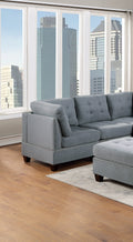 Modular Sectional 6Pc Set Living Room Furniture Corner Sectional Tufted Nail Heads Couch Gray Linen Like Fabric 3X Corner Wedge 2X Armless Chairs And 1X Ottoman Gray Primary Living Space Tufted Back Contemporary,Modern Modular Fabric 6 Seat