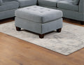 Living Room Furniture Tufted Ottoman Grey Linen Like Fabric 1Pc Ottoman Cushion Nail Heads Wooden Legs Grey Linen Primary Living Space Grey Contemporary,Modern Tufted Fabric