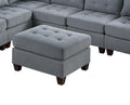 Living Room Furniture Tufted Ottoman Grey Linen Like Fabric 1Pc Ottoman Cushion Nail Heads Wooden Legs Grey Linen Primary Living Space Grey Contemporary,Modern Tufted Fabric