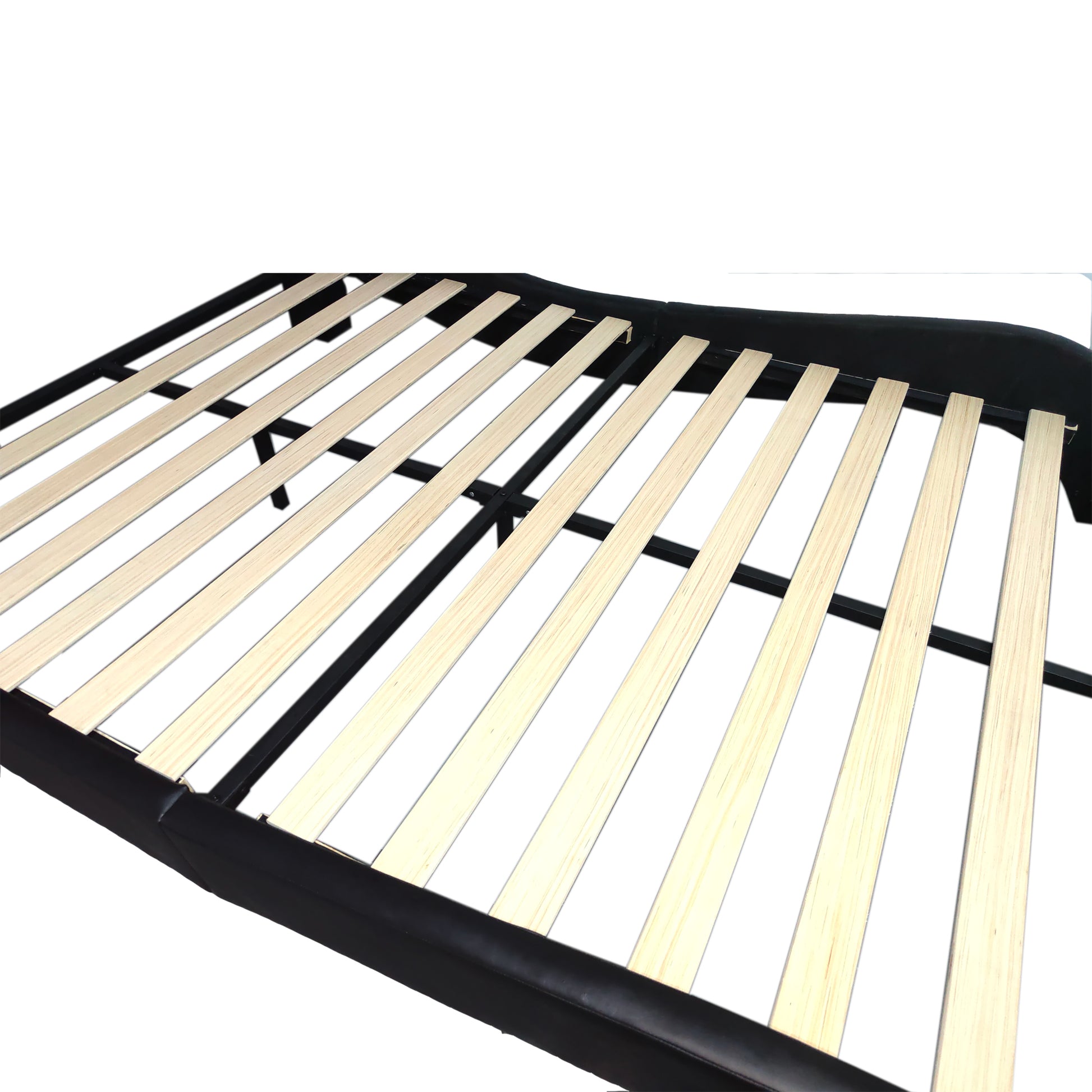 Faux Leather Upholstered Platform Bed Frame With Led Lighting, Bluetooth Connection To Play Music Control, Backrest Vibration Massage, Curve Design, Wood Slat Support, Exhibited Speakers,King Size Box Spring Not Required King Black Mdf