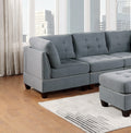 Modular Sofa Set 6Pc Set Living Room Furniture Sofa Loveseat Tufted Couch Nail Heads Gray Linen Like Fabric 4X Corner Wedge 1X Armless Chair And 1X Ottoman Gray Linen Primary Living Space Tufted Back Contemporary,Modern Modular Fabric 6 Seat