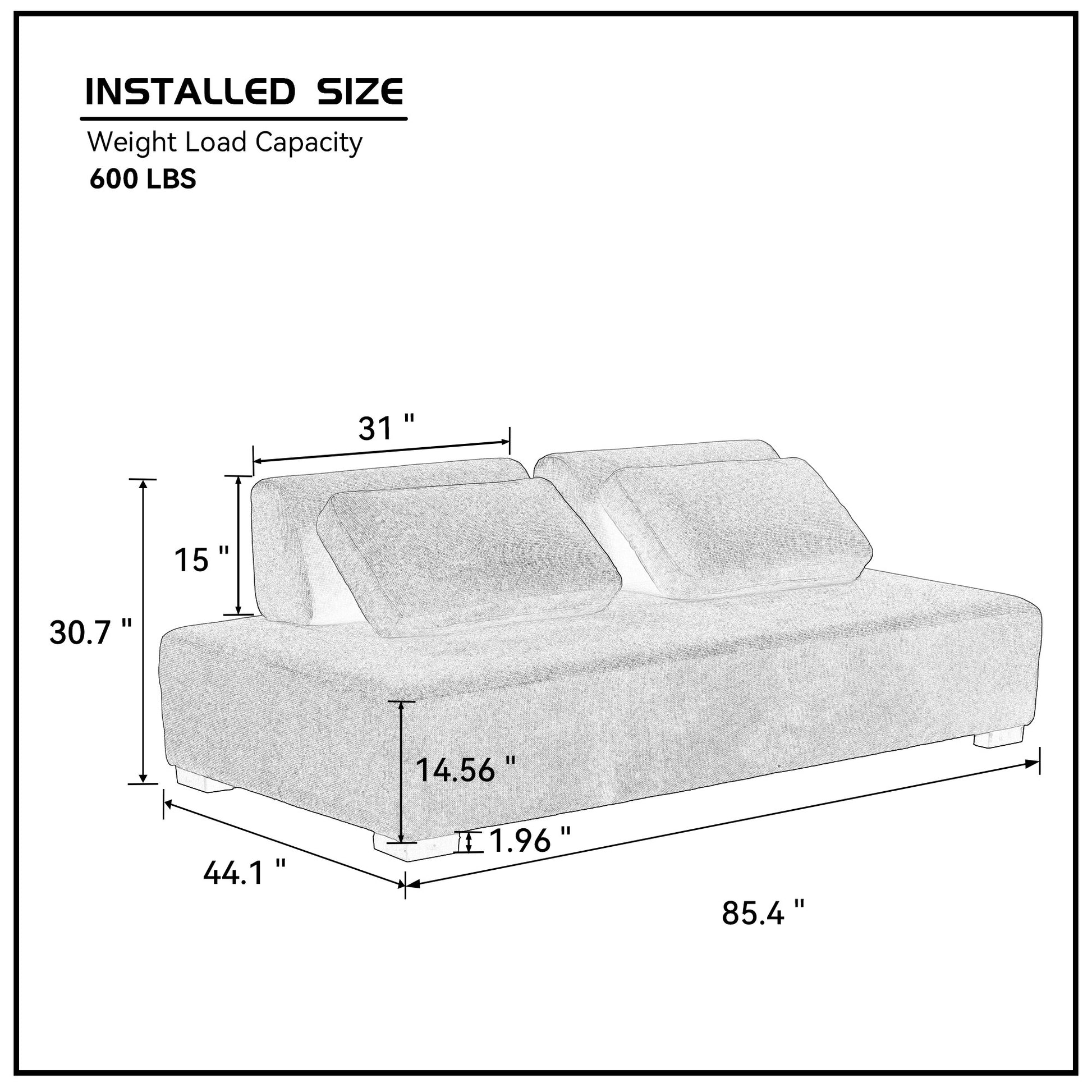 85.4'' Minimalist Sofa 3 Seater Couch For Apartment, Business Lounge, Waiting Area, Hotel Lobby Grey Grey Upholstered