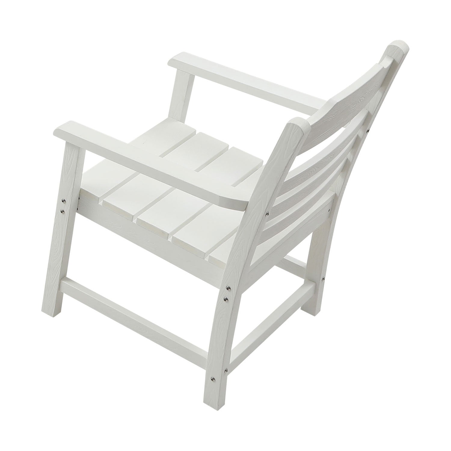 Patio Dining Chair With Armset Set Of 2, Pure White With Imitation Wood Grain Wexture,Hips Material White Hdpe