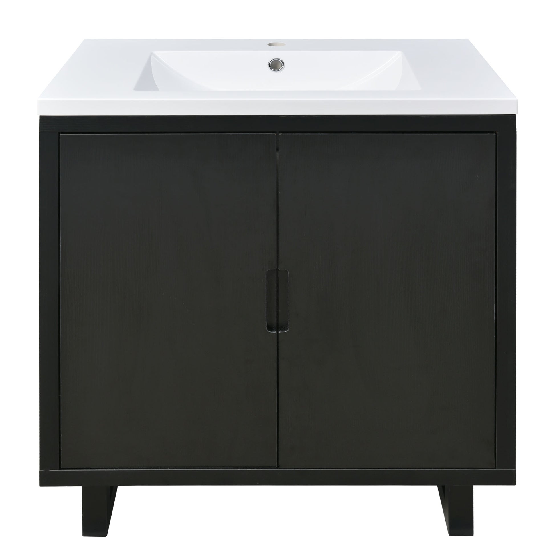 30" Bathroom Vanity Set With Sink, Combo Cabinet, Bathroom Storage Cabinet, Solid Wood Frame Black Bathroom Solid Wood Mdf