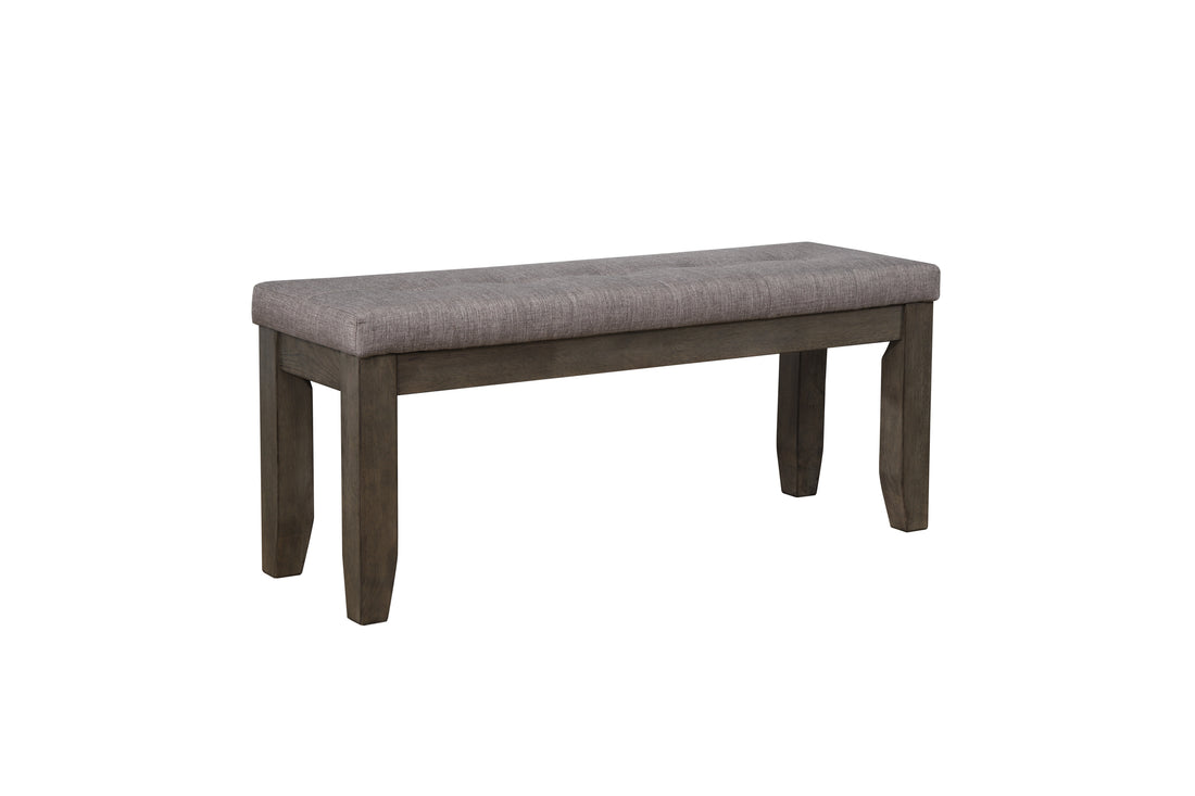 1Pc Modern Bench Tufted Upholstery Tapered Wood Legs Bedroom Living Room Furniture Gray Linen Finish Gray Solid Wood