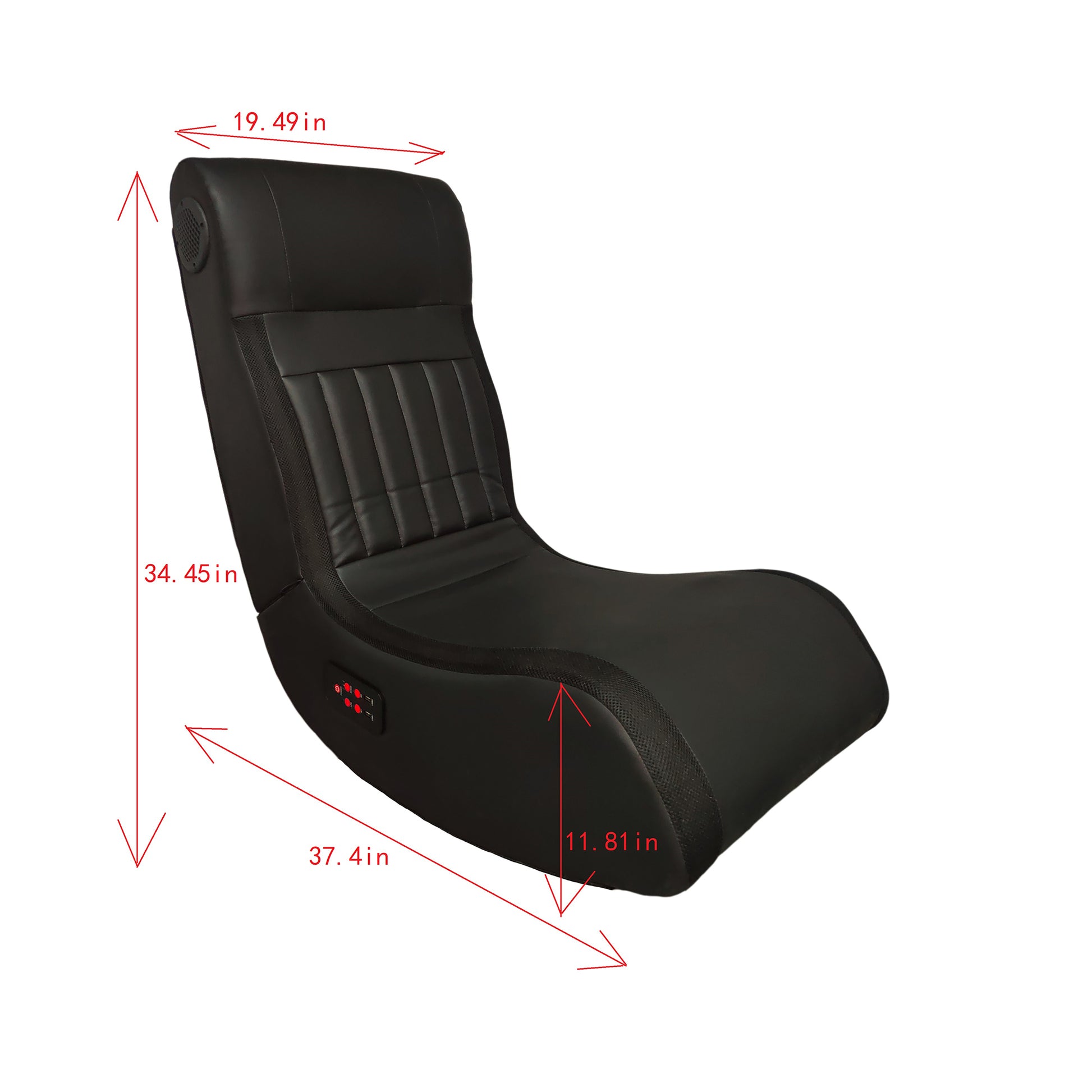 Foldable Gaming Chair With Onboard Speakers, Led Strip Lighting, Bluetooth Music Speakers, Vibration Massage, Usb Charging Port Black Polyester