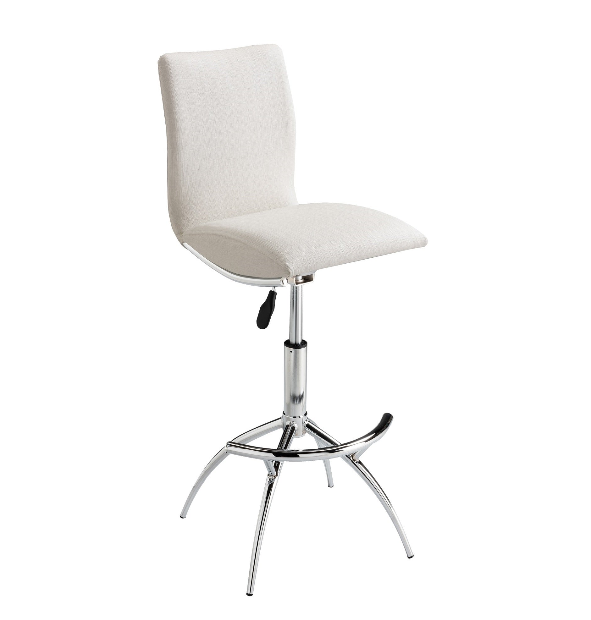 Modern Barstool Texture Chrome Adjustable Height In Soft White Color Cushion Solid Kitchen Solid Back Iron White Straight Grain Polished Foam Wipe Clean Square Contemporary,Modern Bar Stools Foam Chrome