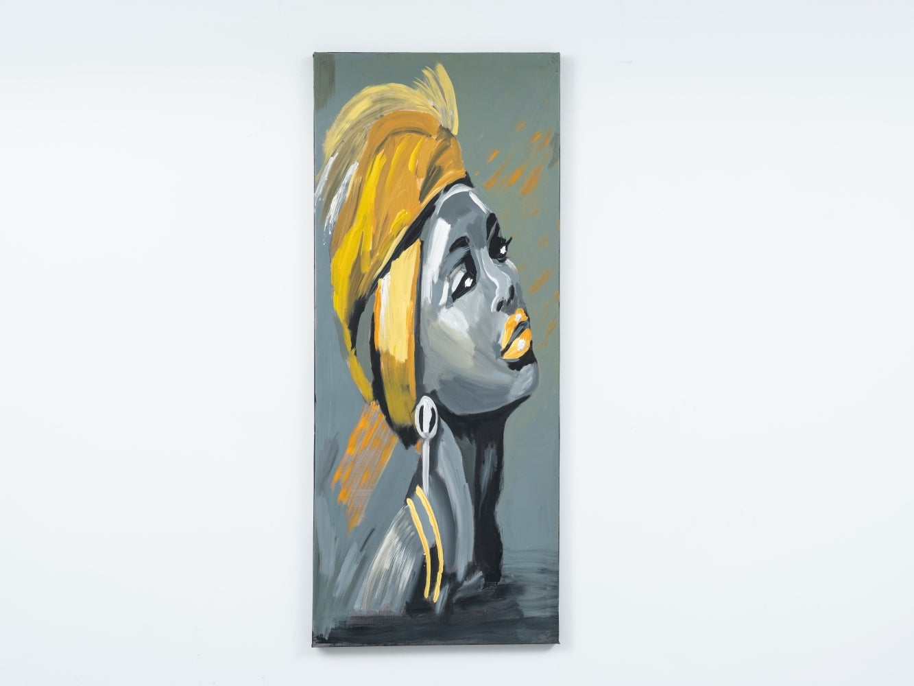 Wandela Wall Canvas Paintings 47'' X 19'' Portrait Unframed Grey Oversized 41In Hand Painted Art Canvas