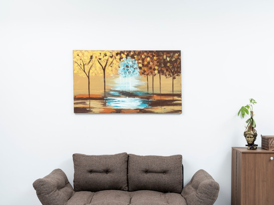 Wandela Wall Canvas Paintings 47'' X 27'' Landscape Unframed Mustard Yellow Oversized 41In Hand Painted Art Fall Canvas