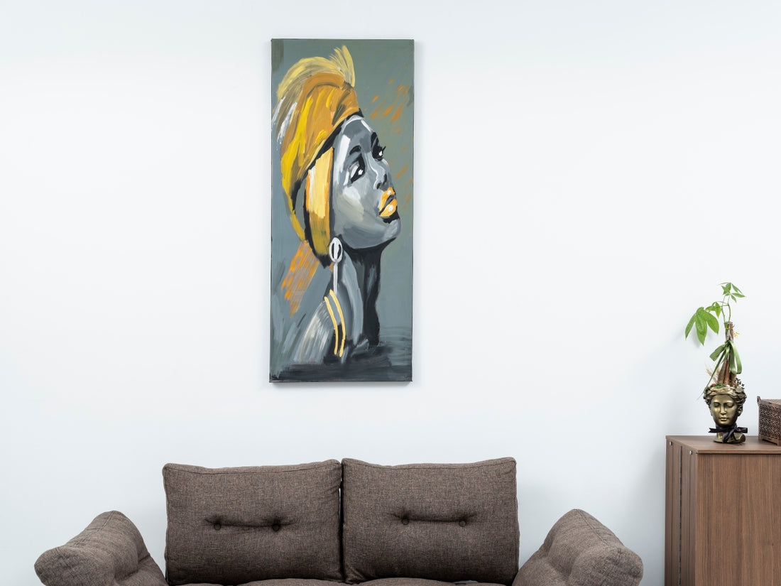 Wandela Wall Canvas Paintings 47'' X 19'' Portrait Unframed Grey Oversized 41In Hand Painted Art Canvas