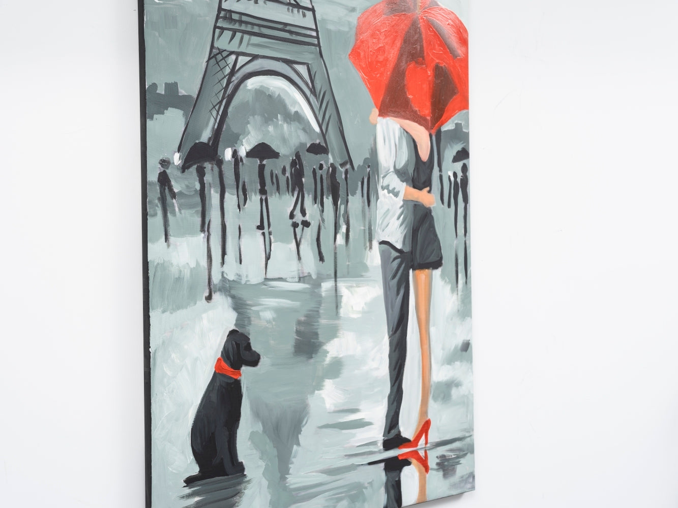 Wandela Wall Canvas Paintings 47'' X 19'' Portrait Unframed Grey Oversized 41In Hand Painted Art Fall Canvas