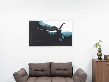 Wandela Wall Canvas Paintings 47'' X 27'' Landscape Unframed Black Oversized 41In Hand Painted Art Canvas