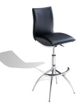 Modern Barstool Chrome Adjustable Height In Black Color Cushion Solid Kitchen Solid Back Iron Black And Silver Polished Foam Wipe Clean Square Contemporary,Modern Bar Stools Foam Chrome