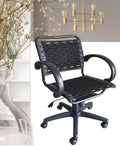 Bungee Arm Office Chair With Black Coating Caster Nylon Solid Black Office Powder Coated Wipe Clean Square Contemporary,Modern Office Chairs Slat Back Adjustable Height Abs Steel Q235