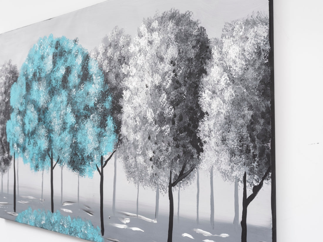 Wandela Wall Canvas Paintings 47'' X 27'' Landscape Unframed White Oversized 41In Hand Painted Art Winter Canvas