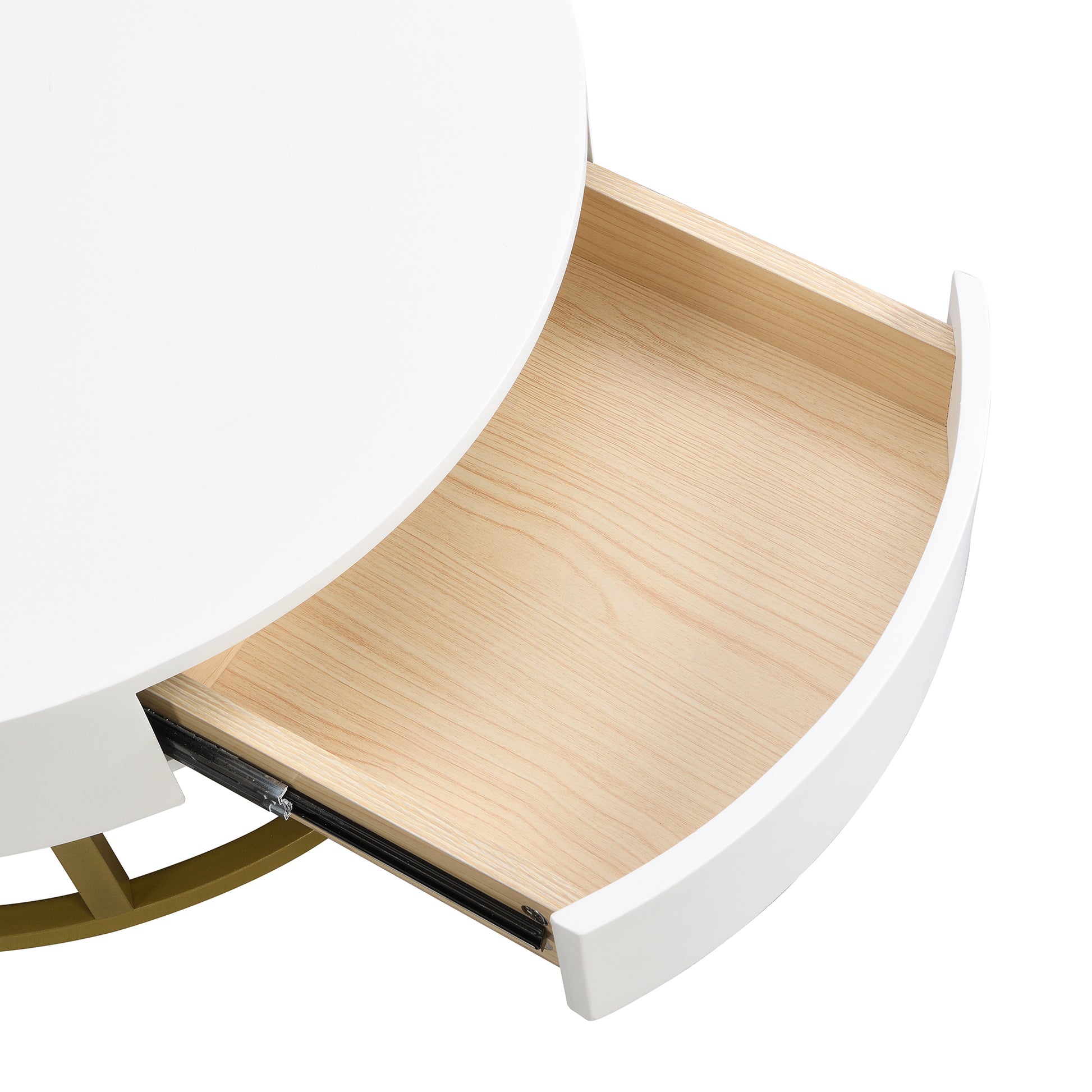 Modern Round Lift Top Nesting Coffee Tables With 2 Drawers White & Black White Black Mdf