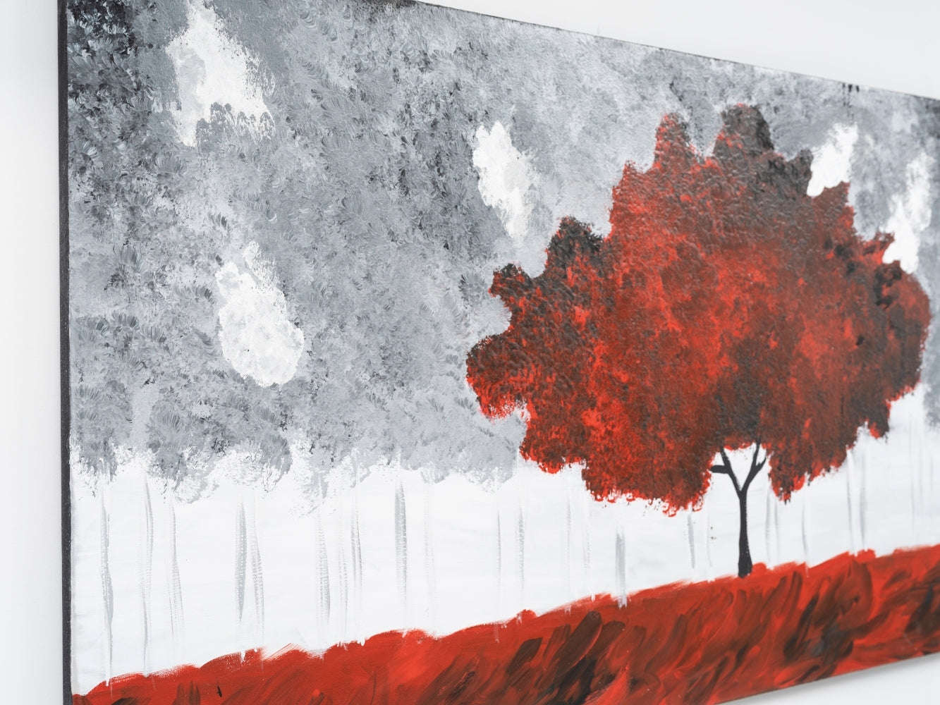 Wandela Wall Canvas Paintings 47'' X 27'' Landscape Unframed Red Oversized 41In Hand Painted Art Fall Canvas