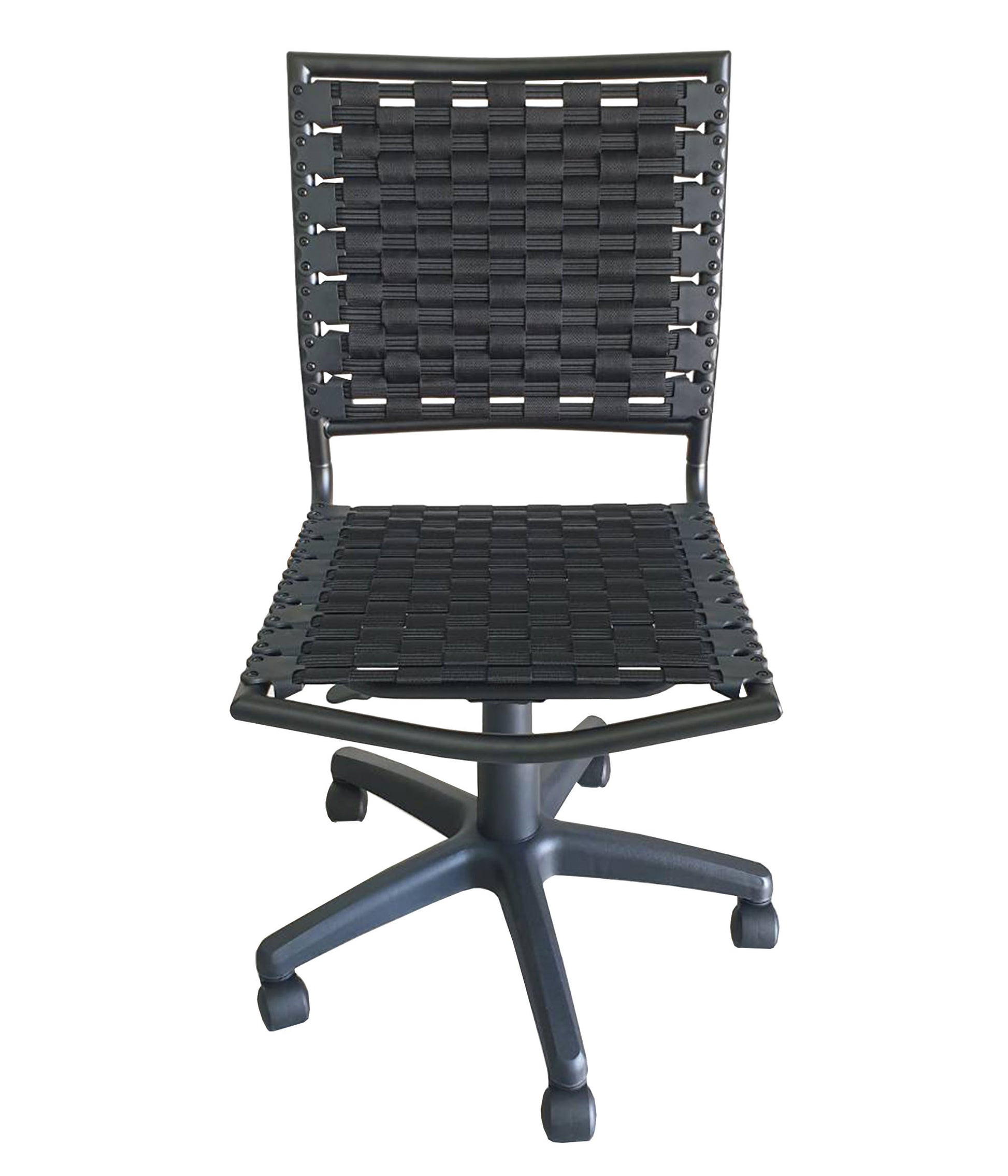 Bungee Task Office Chair Armless With Black Coating Caster Nylon Solid Black Office Powder Coated Wipe Clean Square Contemporary,Modern Office Chairs Slat Back Adjustable Height Abs Steel Q235