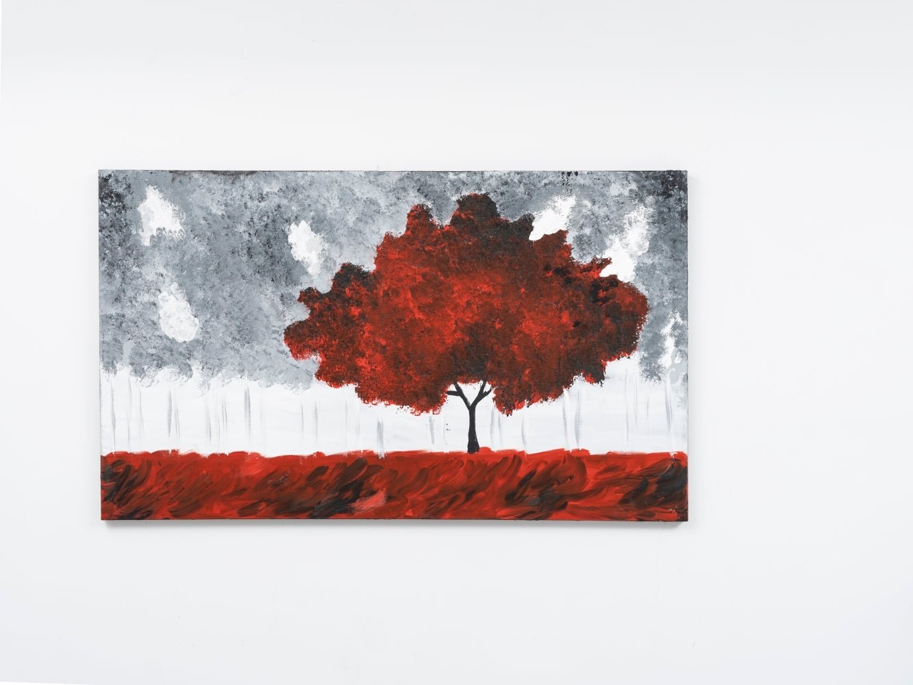 Wandela Wall Canvas Paintings 47'' X 27'' Landscape Unframed Red Oversized 41In Hand Painted Art Fall Canvas