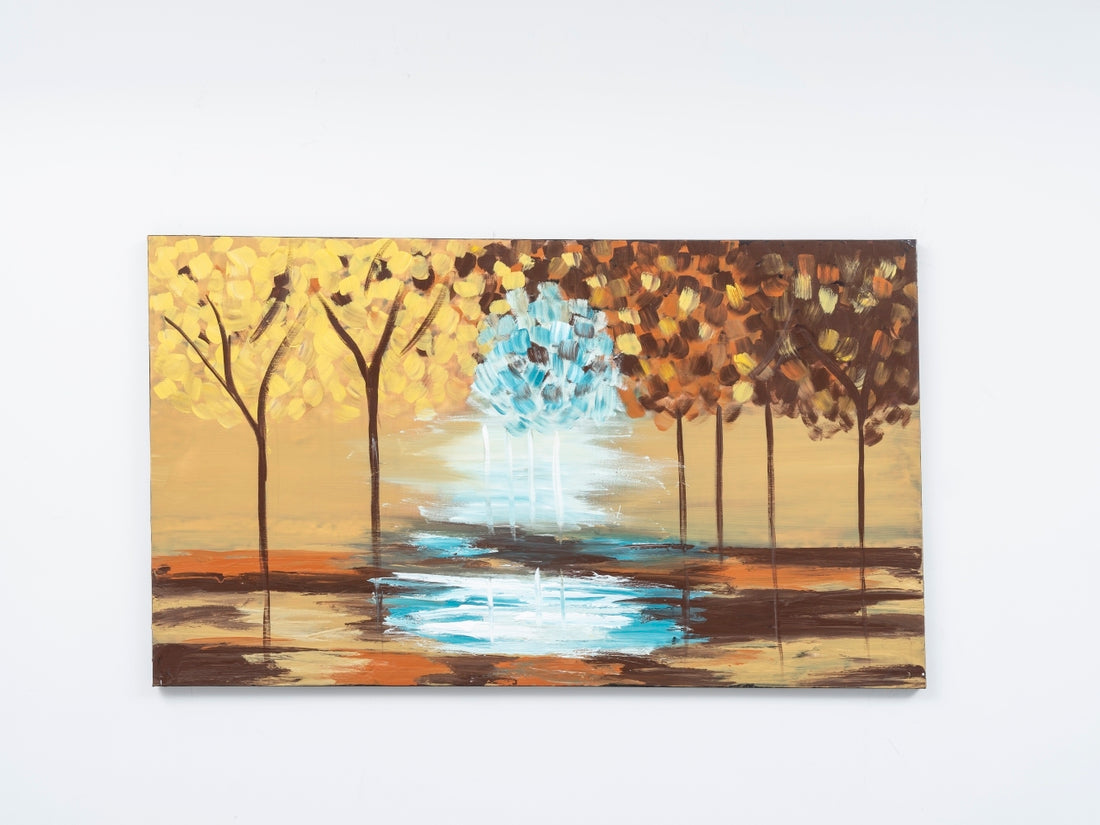 Wandela Wall Canvas Paintings 47'' X 27'' Landscape Unframed Mustard Yellow Oversized 41In Hand Painted Art Fall Canvas