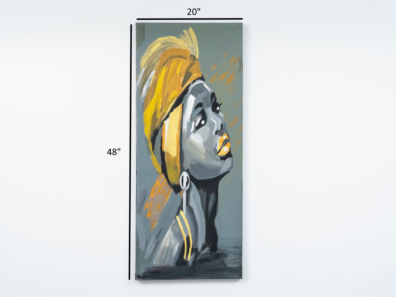 Wandela Wall Canvas Paintings 47'' X 19'' Portrait Unframed Grey Oversized 41In Hand Painted Art Canvas