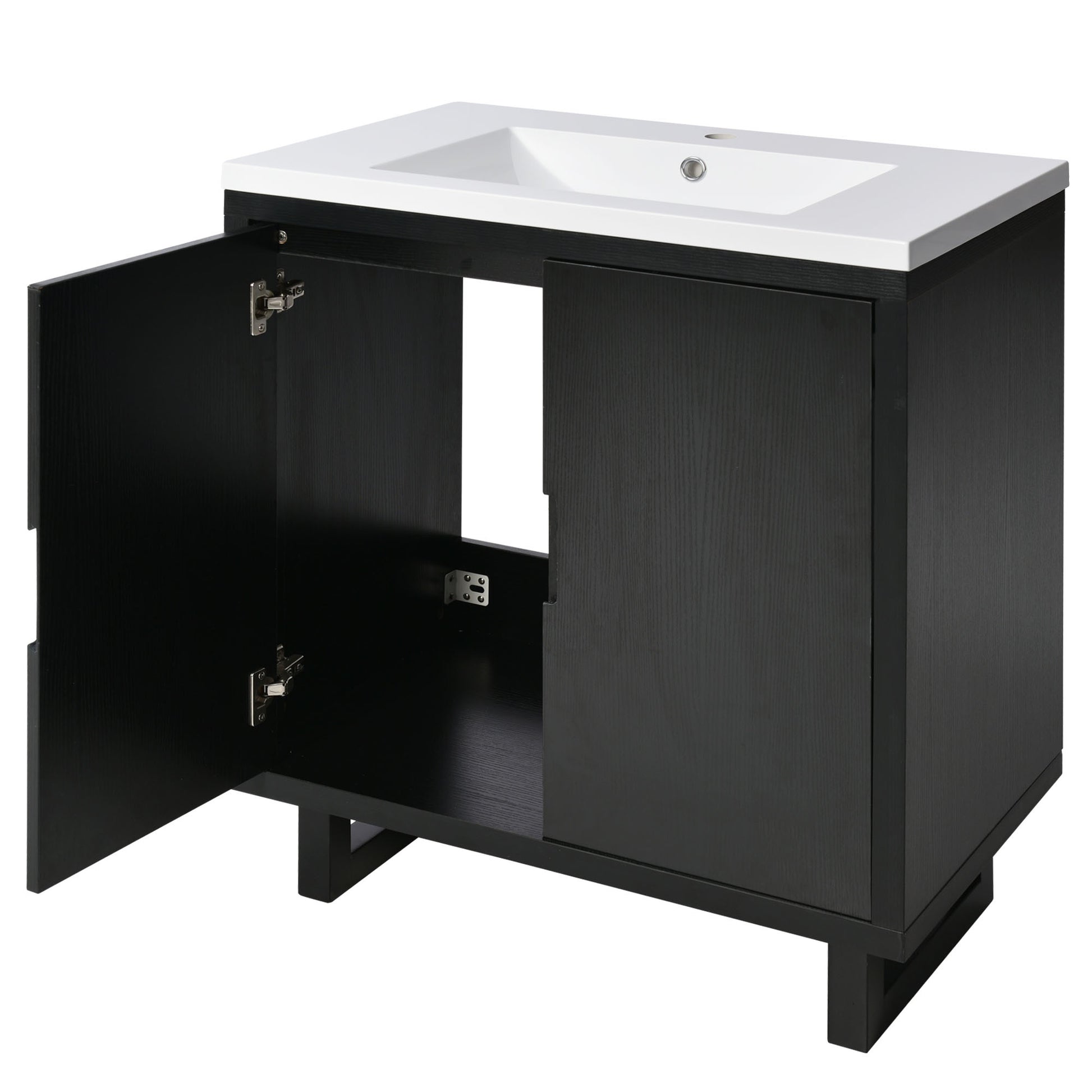 30" Bathroom Vanity Set With Sink, Combo Cabinet, Bathroom Storage Cabinet, Solid Wood Frame Black Bathroom Solid Wood Mdf