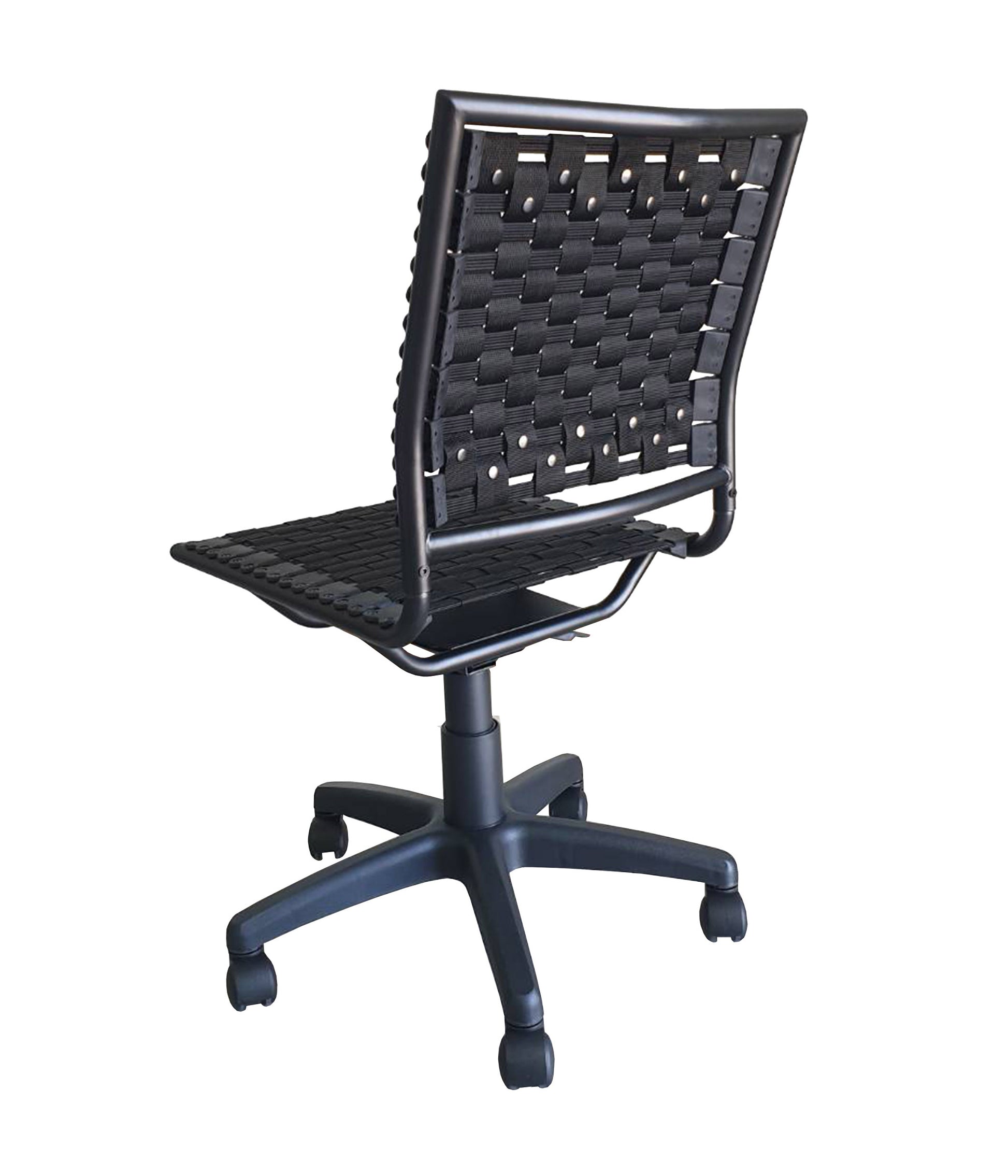 Bungee Task Office Chair Armless With Black Coating Caster Nylon Solid Black Office Powder Coated Wipe Clean Square Contemporary,Modern Office Chairs Slat Back Adjustable Height Abs Steel Q235