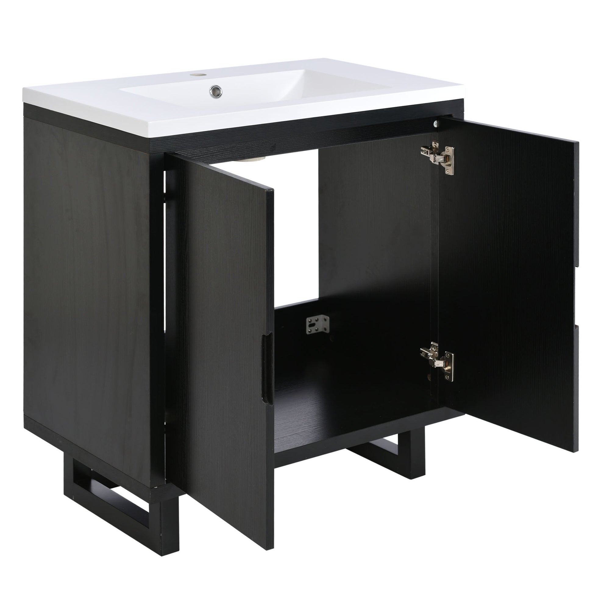 30" Bathroom Vanity Set With Sink, Combo Cabinet, Bathroom Storage Cabinet, Solid Wood Frame Black Bathroom Solid Wood Mdf